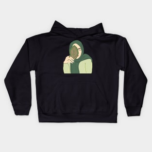 Hijabi Muslim Woman holding a Leaf Kids Hoodie